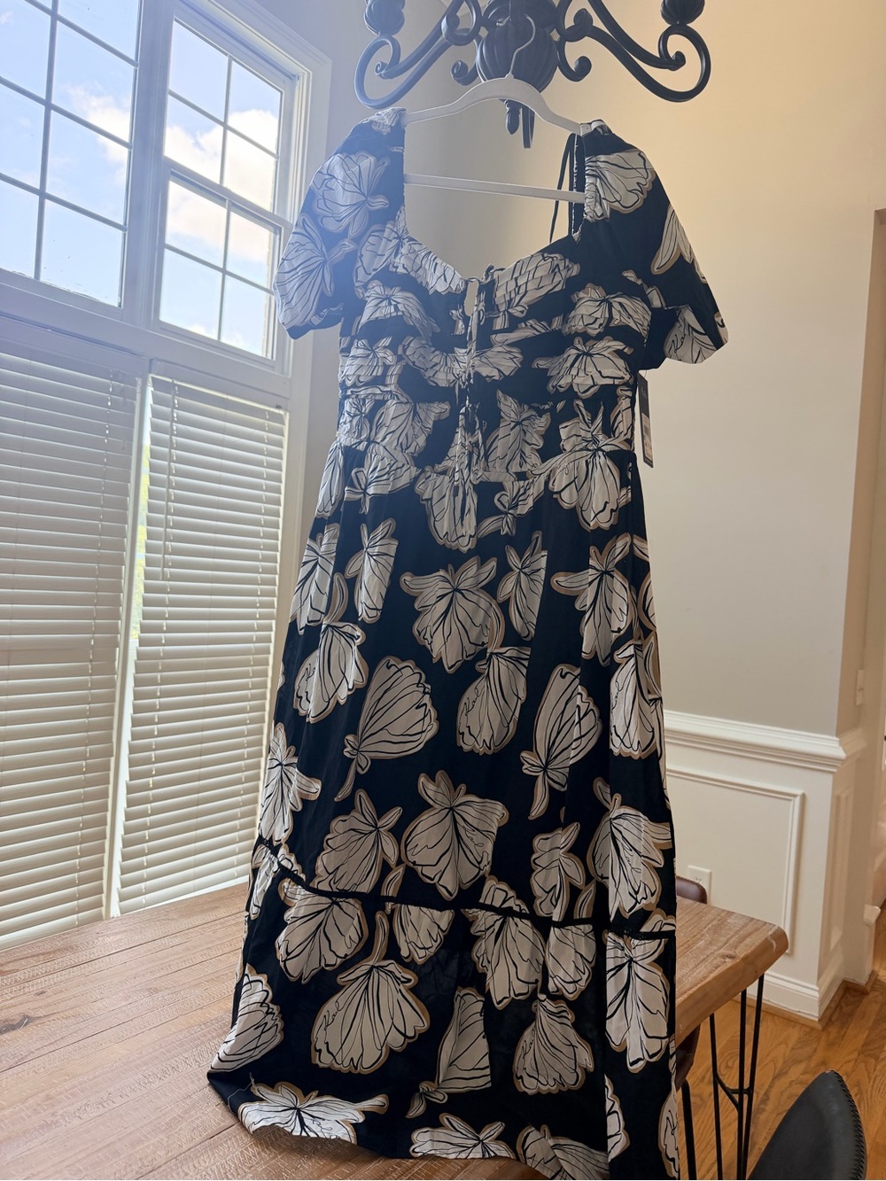 Karl Lagerfeld Black and White Brown Floral Maxi Dress